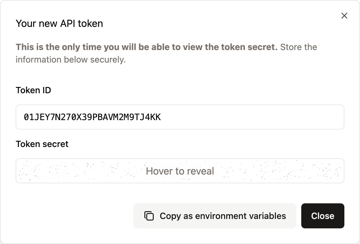 Created API token