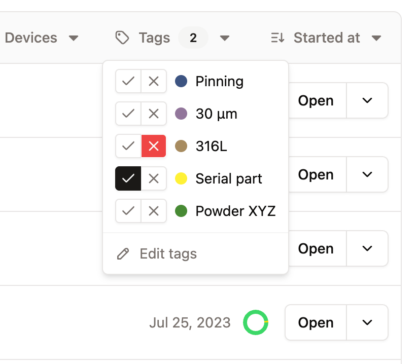 Tag filters