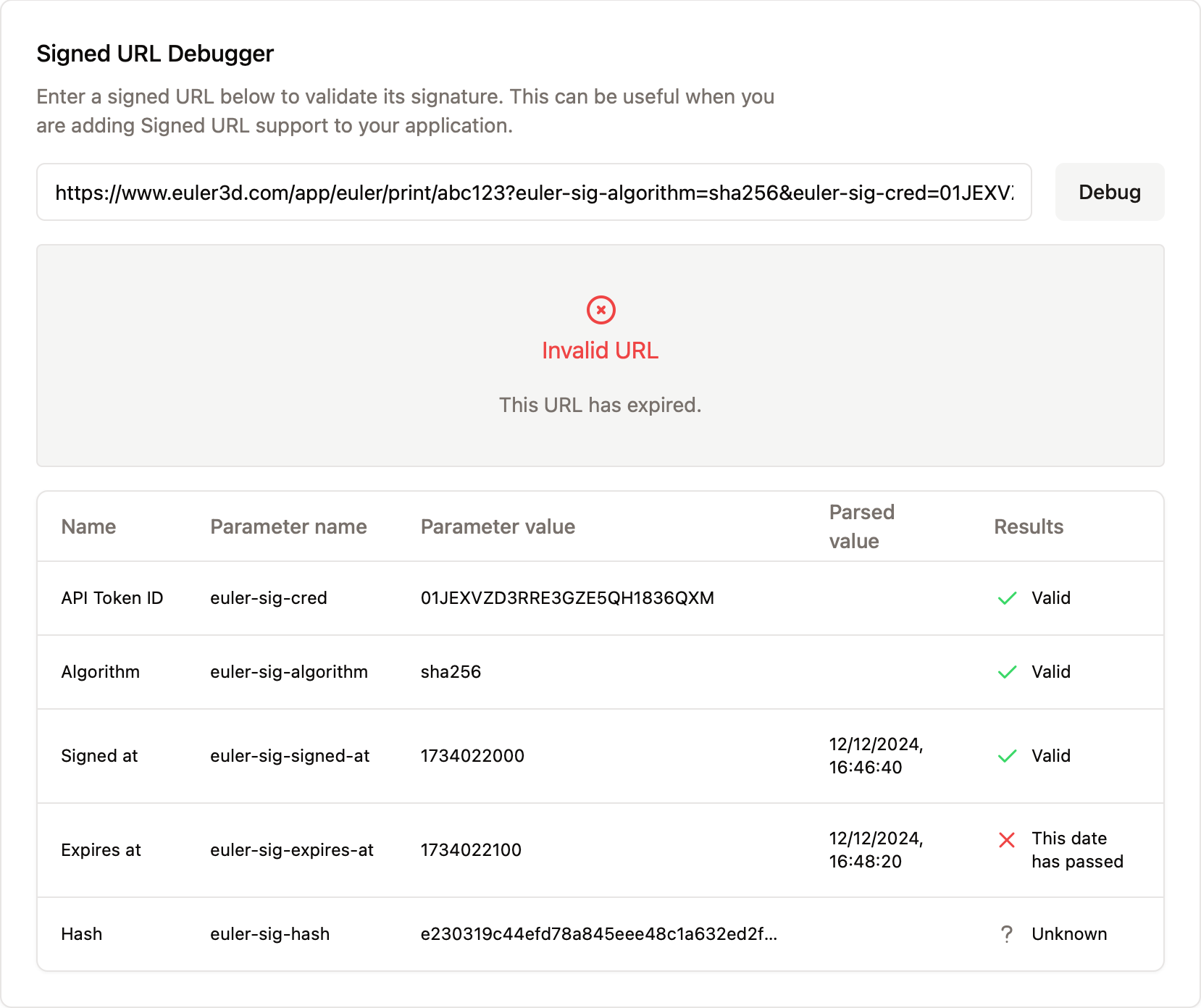 Screenshot of the debugger
