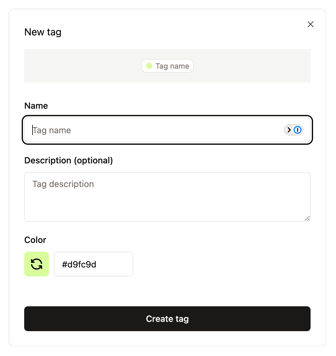 Tag form