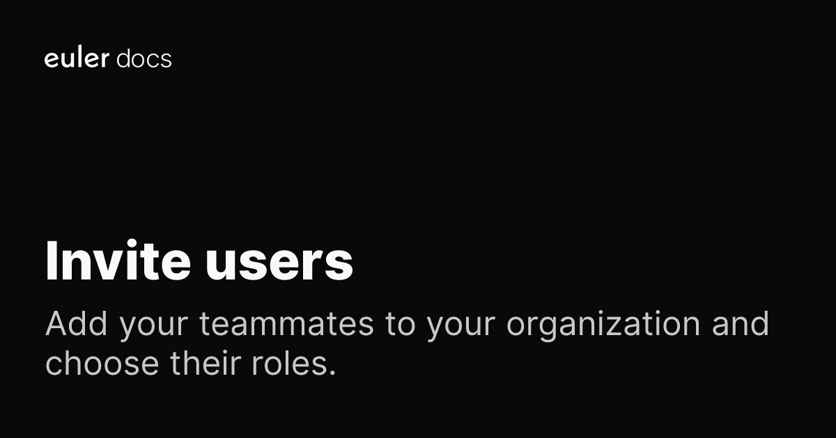 Invite users | Euler docs